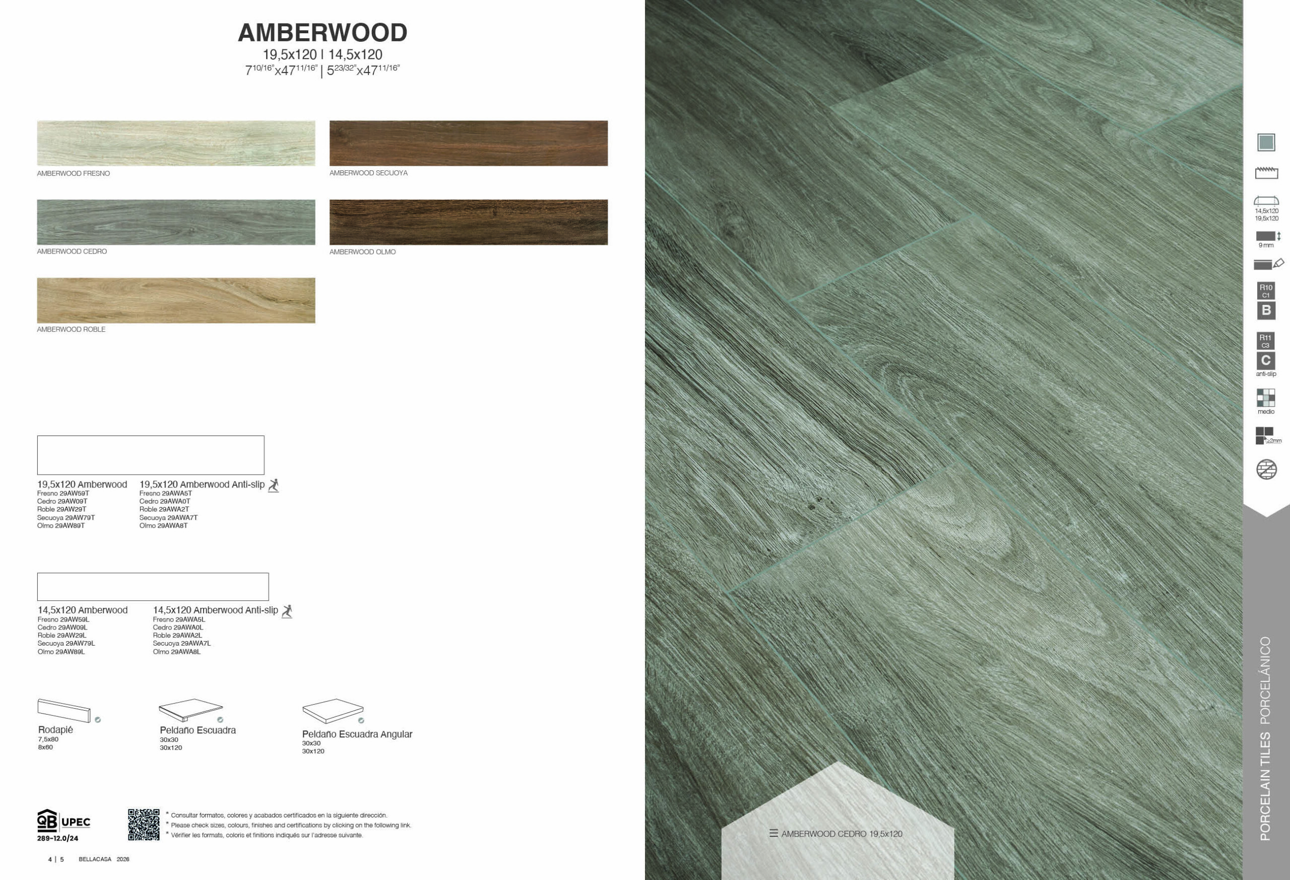 porcelánico efecto madera natural Amberwood